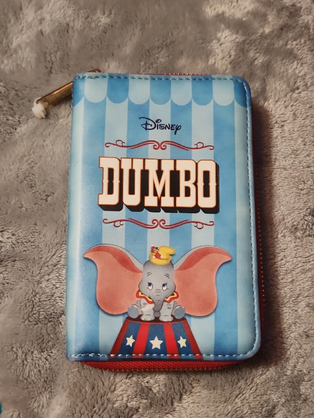 Loungefly Blue Striped Dumbo Timothy Q. Mouse Wallet with Red Trim - Picture 2 of 4